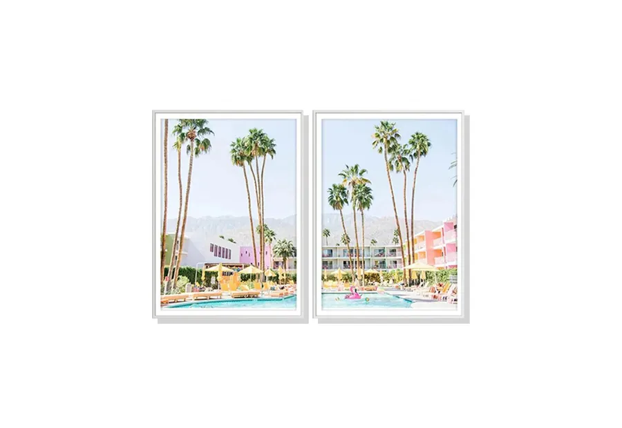 Set of 2 Saguaro Palm Spring Hotel Wall Art Canvas 3 sizes available 70cm x 50cm