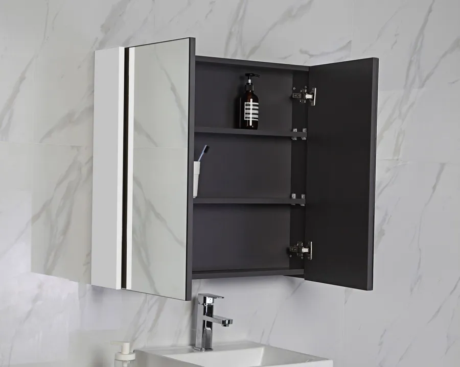 Mirrored Shaving Cabinet Graphite Grey with Matt White Sideboards 5 sizes available 600mm x 700mm