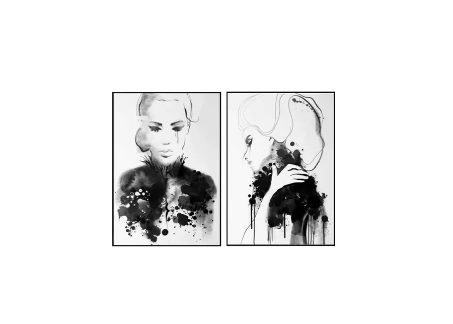 Set of 2 Watercolour Sketch of Woman Wall Art Canvas 3 sizes available 70cm x 50cm