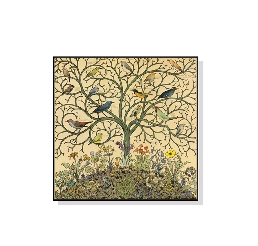 Tropical Songbirds Tree Of Life Wall Art Canvas 3 sizes available 50cm x 50cm