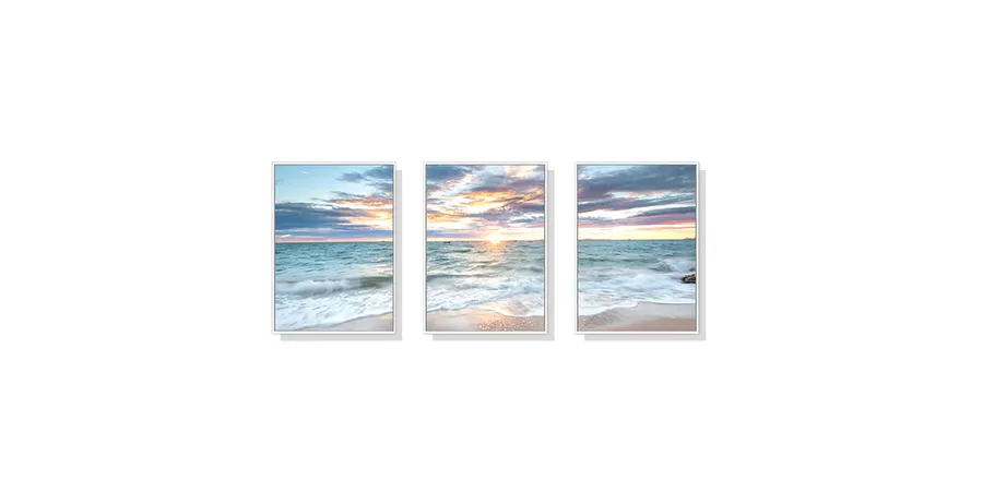 Set of 3 Sunrise by the Ocean Wall Art Canvas 3 sizes available 60cm x 40cm