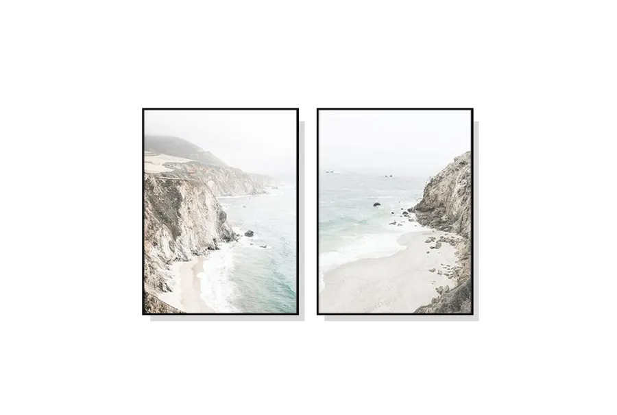 Set of 2 Beach Mountain Wall Art Canvas 3 sizes available 60cm x 40cm
