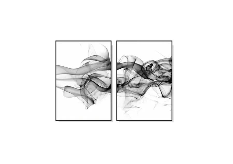 Set of 2 Abstract Stylish Black Wall Art Canvas 3 sizes available 60cm x 40cm