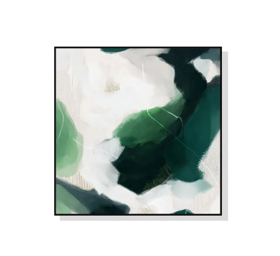White and Green Abstract Wall Art Canvas 3 sizes available 50cm