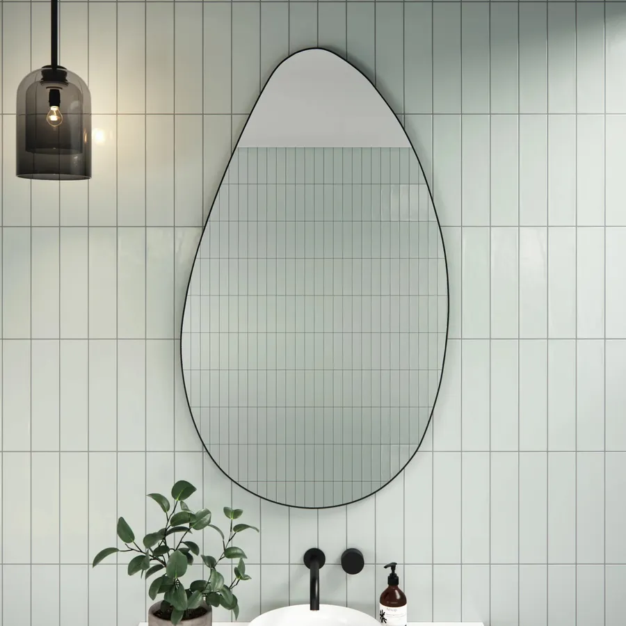 Pebble Shape II Bathroom Wall Mirror  - 3 colours available Black