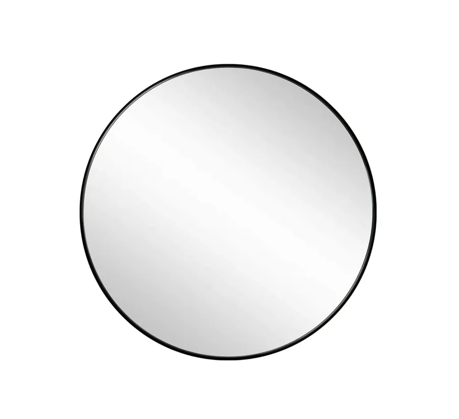 Round Slim Design Wall Mirror Black 50cm