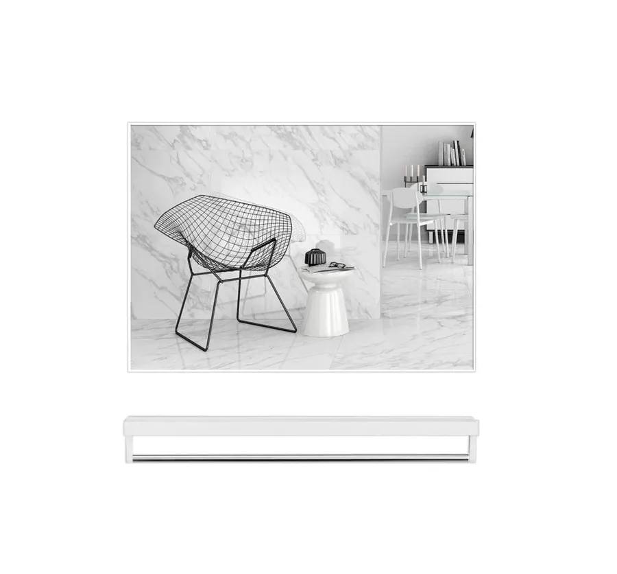 White Bathroom Wall Mirror with Vanity Holder 40cm x 50cm