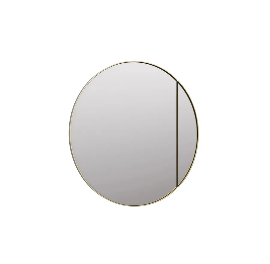 Round Bathroom Cabinet Mirror Satin Brass 80cm