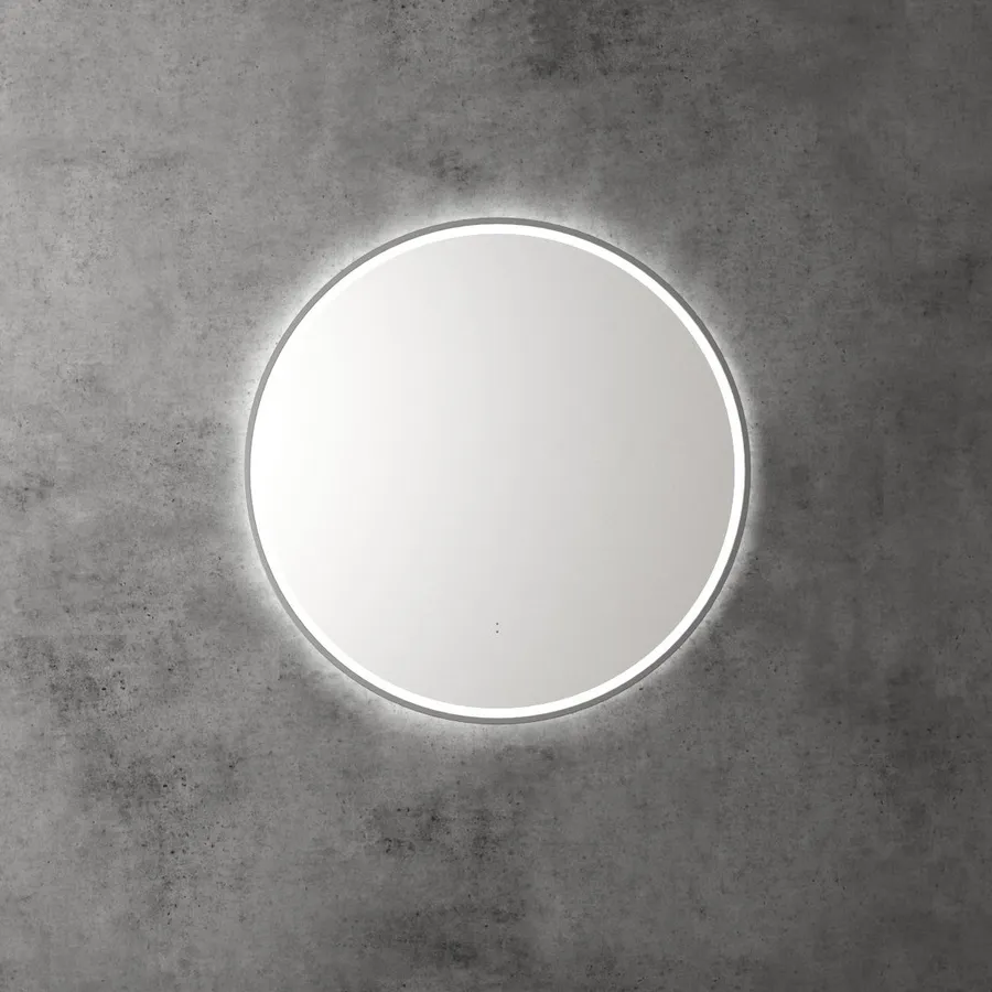 Touchless LED Round Mirror with Gun Metal Frame 70cm