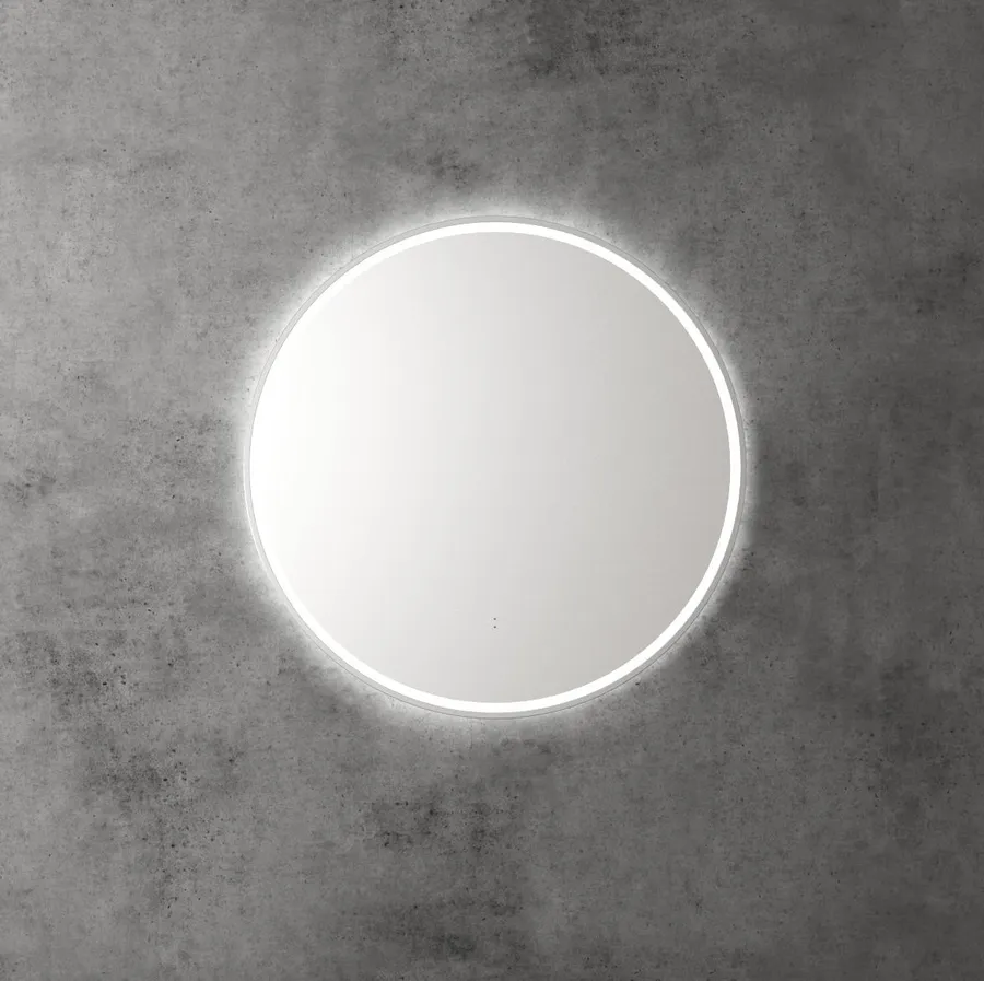 Touchless LED Round Mirror with Brushed Nickel Frame 70cm