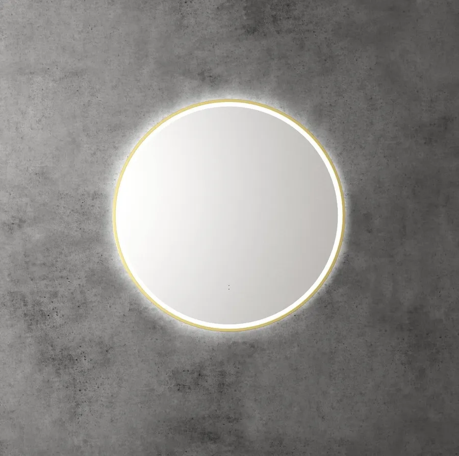 Touchless LED Round Mirror with Brushed Gold Frame 70cm