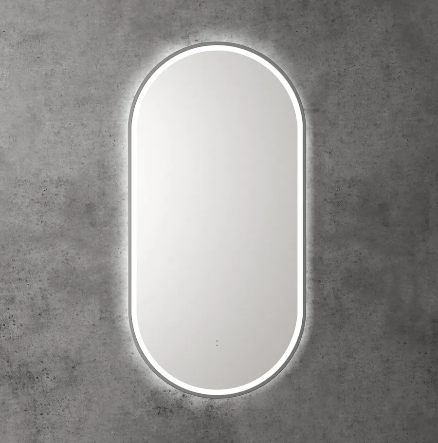 Touchless LED Pill Mirror with Gun Metal Frame 90cm x 45cm