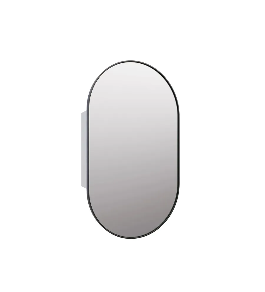 Anya Pill Shape Mirror Cabinet Black 96cm x 56cm