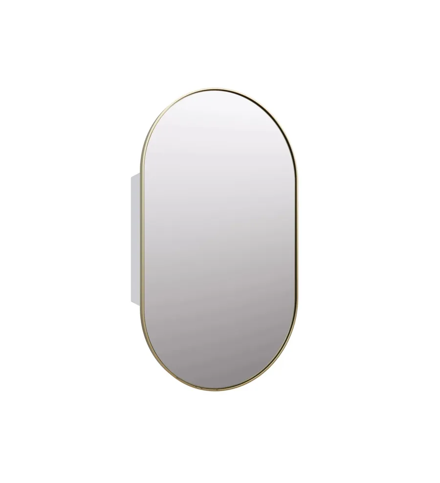 Anya Pill Shape Mirror Cabinet Satin Brass 96cm x 56cm
