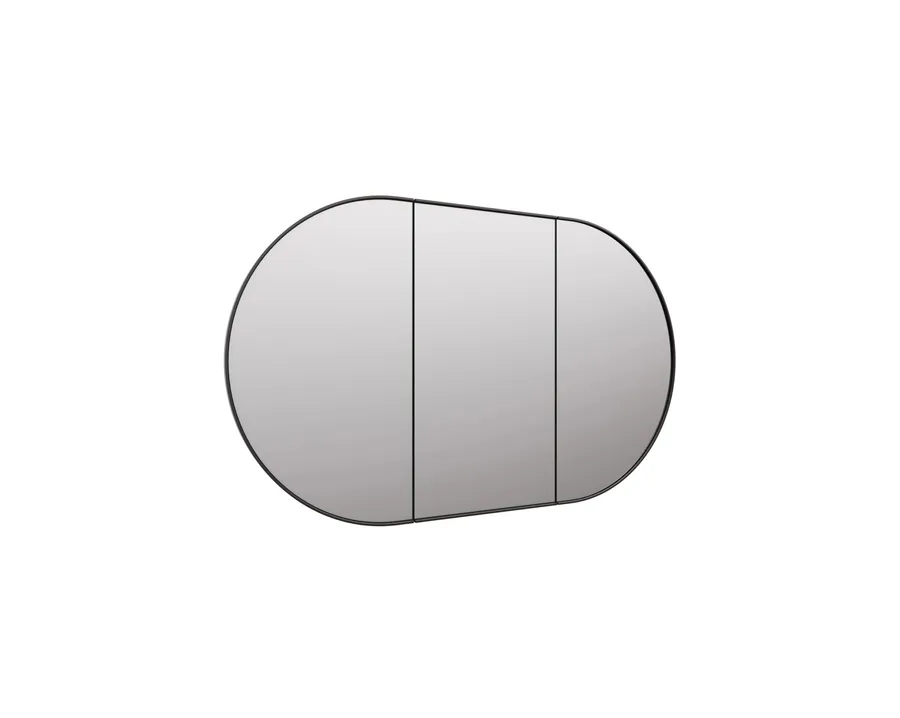 Pill Shape Mirror Cabinet Black 76cm x 120cm