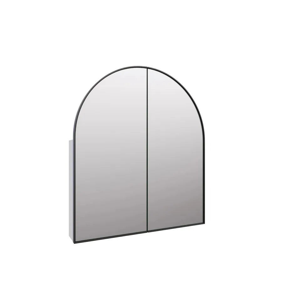 Amir Arch Mirror Cabinet Black 86cm x 76cm