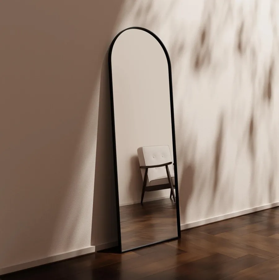 Full Length Arch Leaner Mirror Matt Black - 2 Sizes 1700mm x 610mm