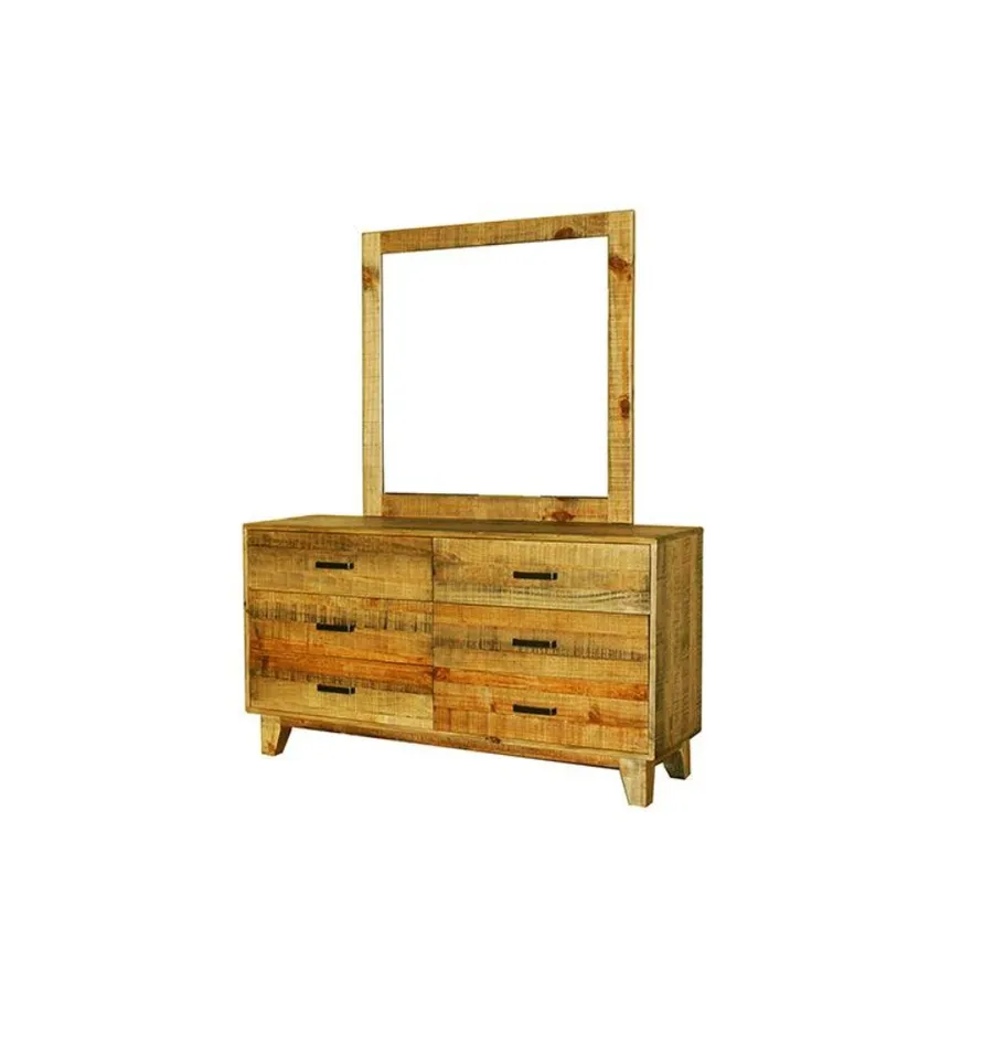 Dressing Table in Solid Acacia &amp; Veneer Light Brown 130cm x 170cm