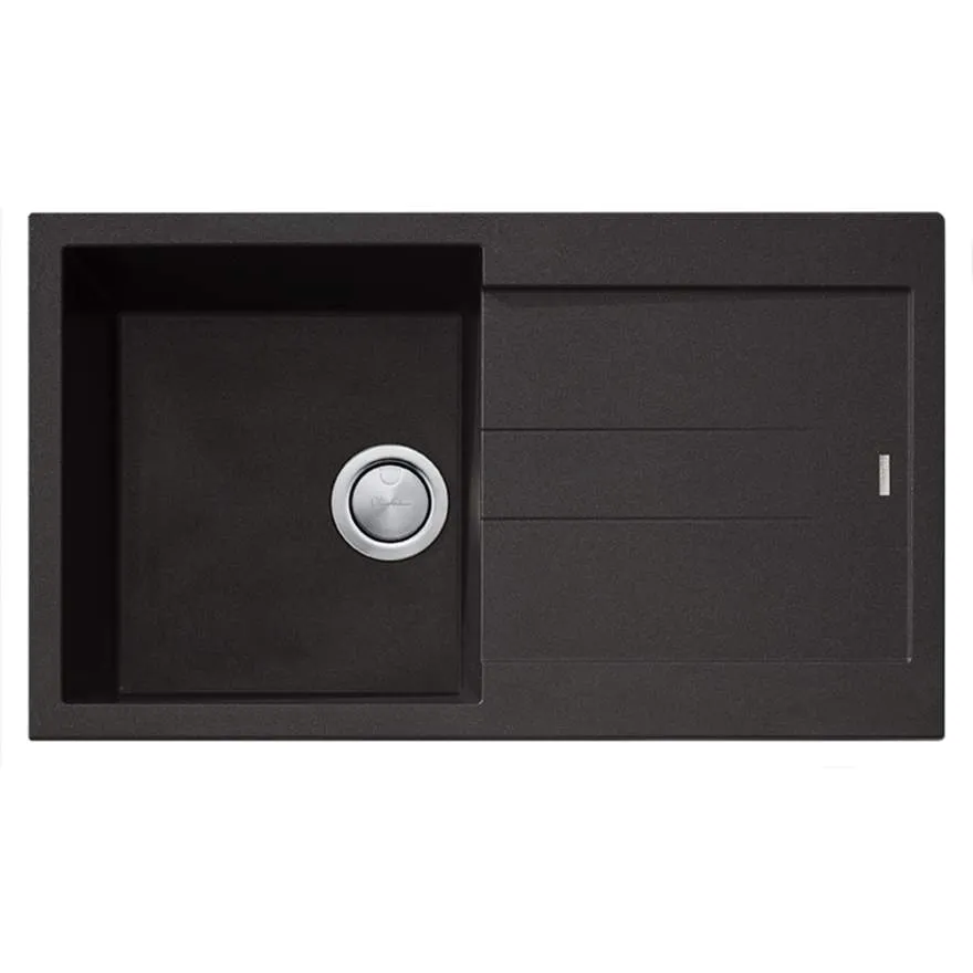 Santorini Black Large Single Bowl Sink With Drainer