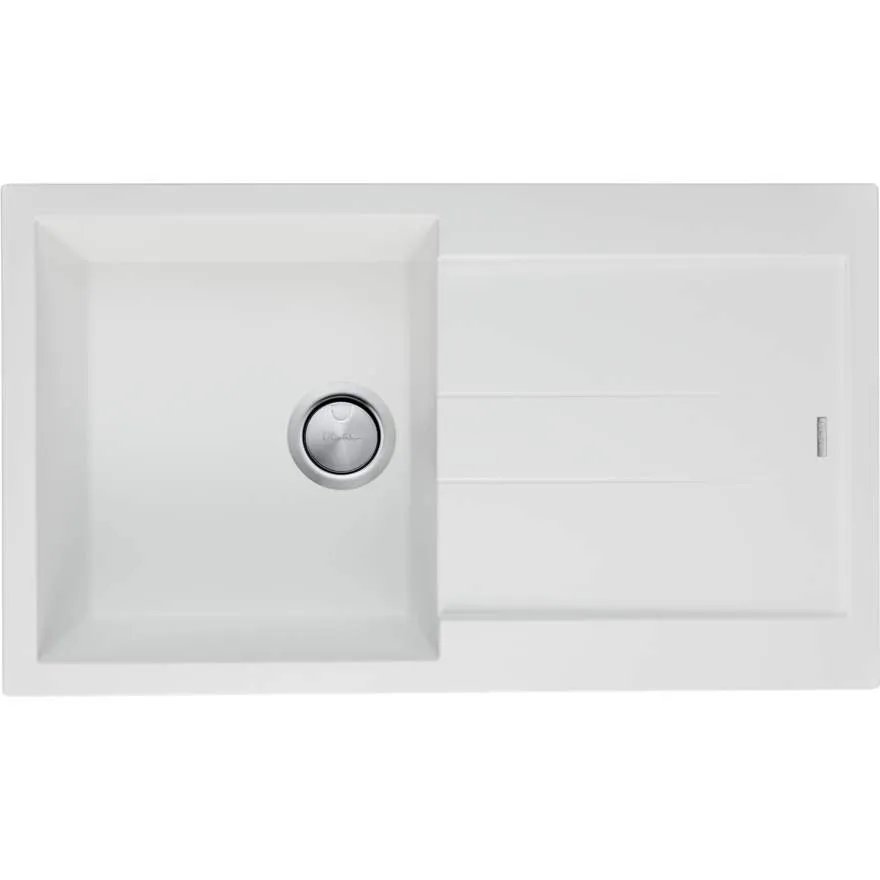 Santorini White Large Single Bowl Sink With Drainer