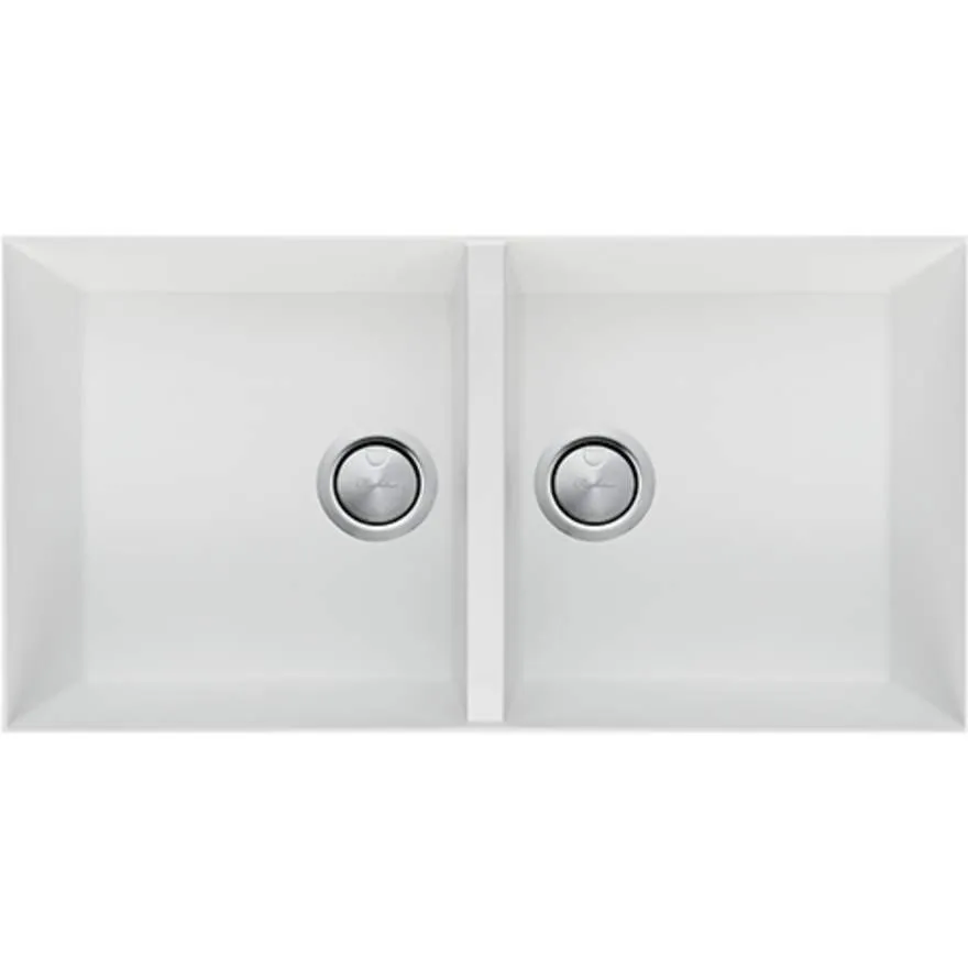 Santorin White Double Bowl Undermount Sink