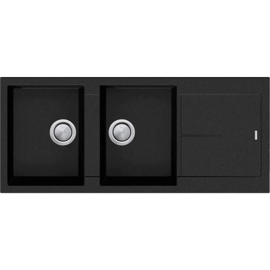 Santorini Black Doulble Bowl Topmount Sink With Drainer