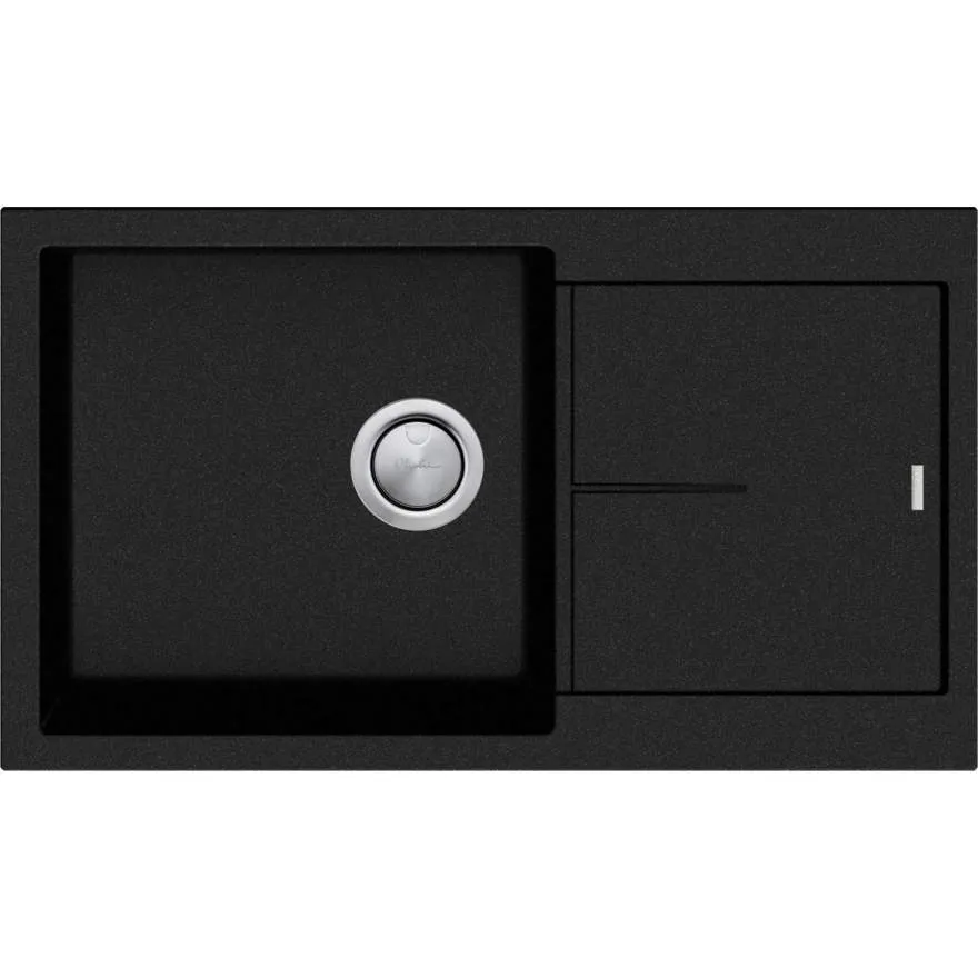 Santorini Black Large Single Bowl Sink With Drainer