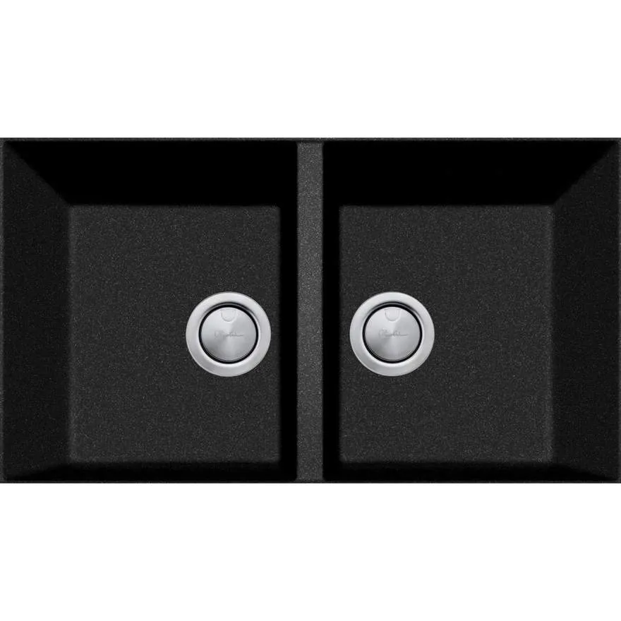 Santorini Black Piccolo Double Bowl Undermount Sink