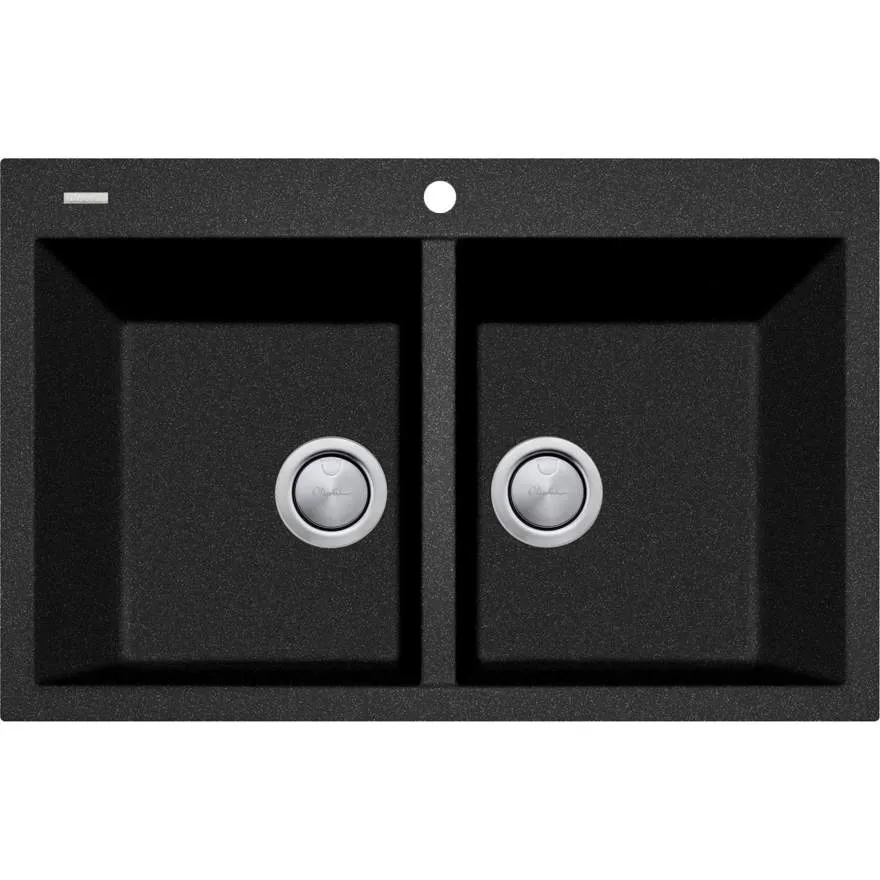 Santorini Black Piccolo Double Bowl Topmount Sink