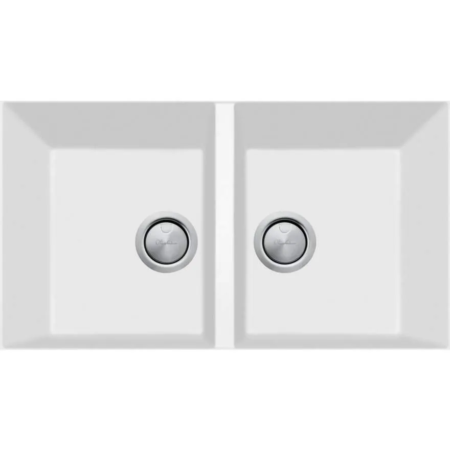 Santorini White Piccolo Double Bowl Undermount Sink
