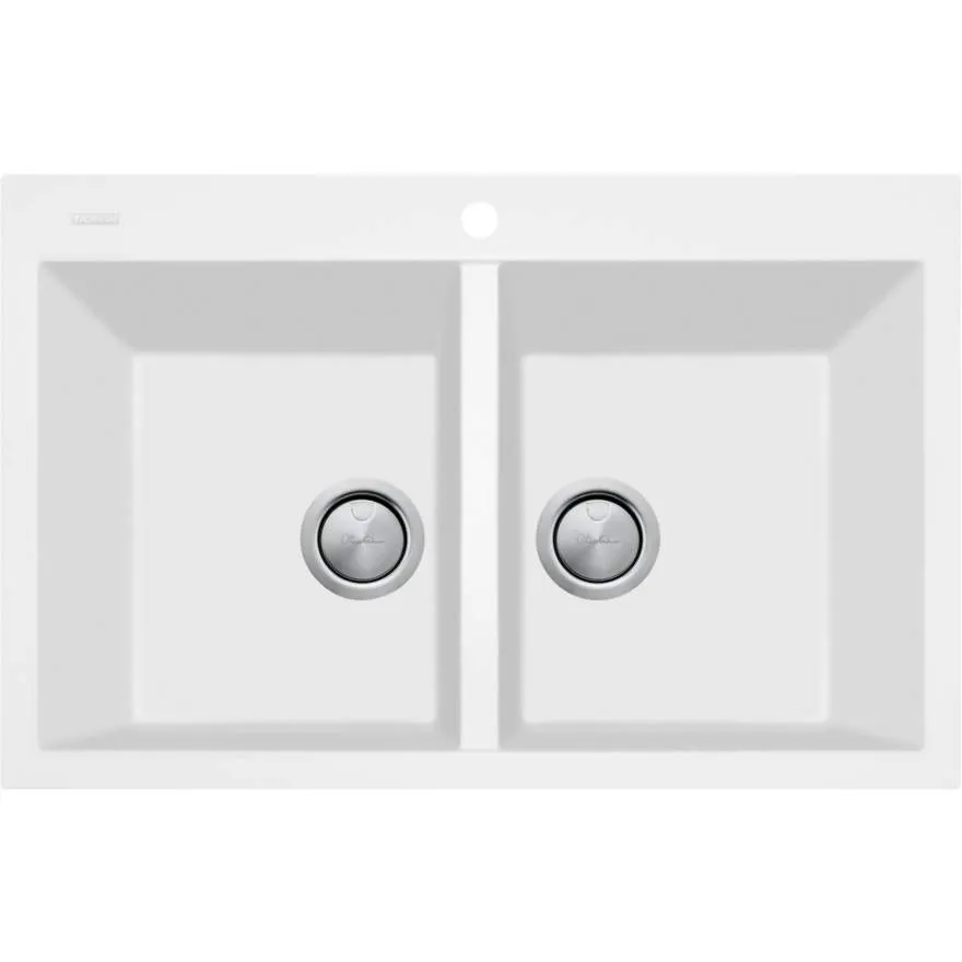 Santorini White Piccolo Double Bowl Topmount Sink