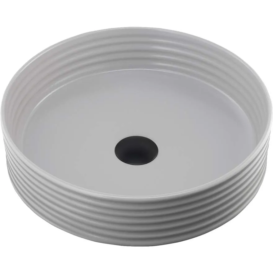 Terzofoco Grey Ribbed Short Circular Counter Top Basin