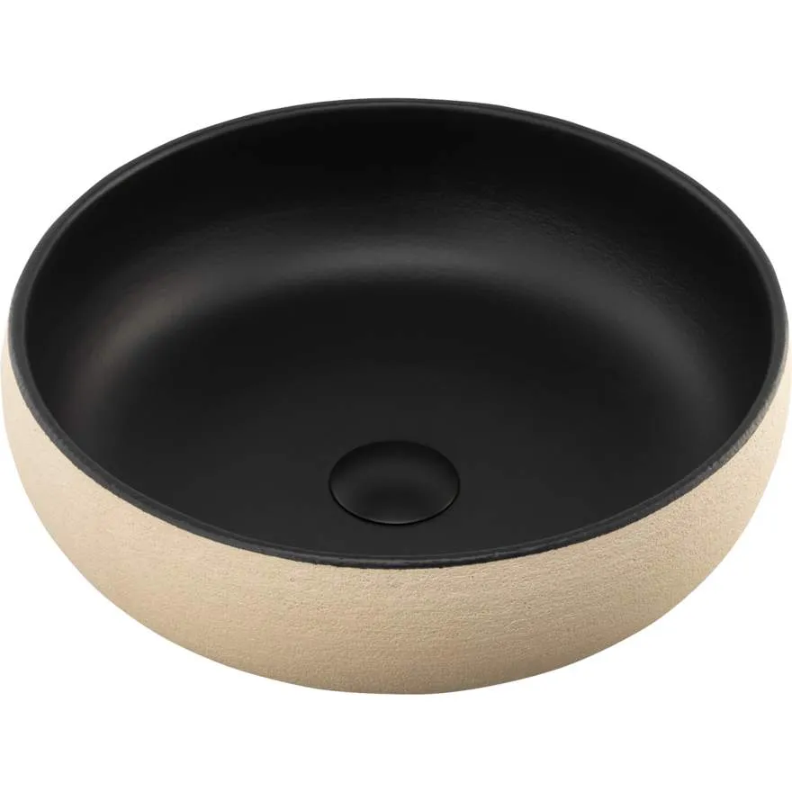 Terzofoco Light Earth and Matte Black Curved Countertop Basin