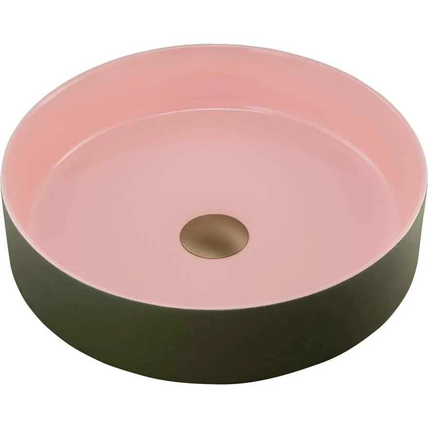 Terzofoco Olive and Salmon Short Circular Counter Top Basin