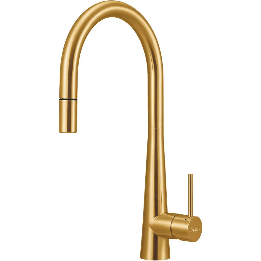 Essente Bushed Gold Goose Neck Pull Out Mixer