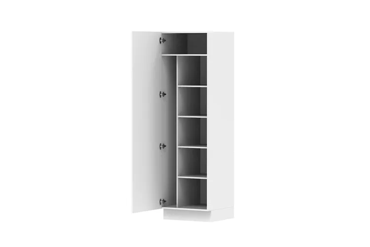 Tall Cabinet 600mm - 1 Door with Broom Split (Pure Silk)