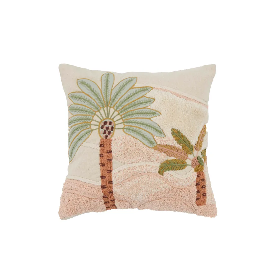 Muse Tropea Palm Embroidered Cushion Clay Multi