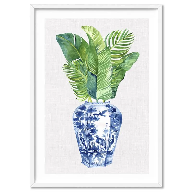 Palm Leaves Ginger Jar II - Art Print