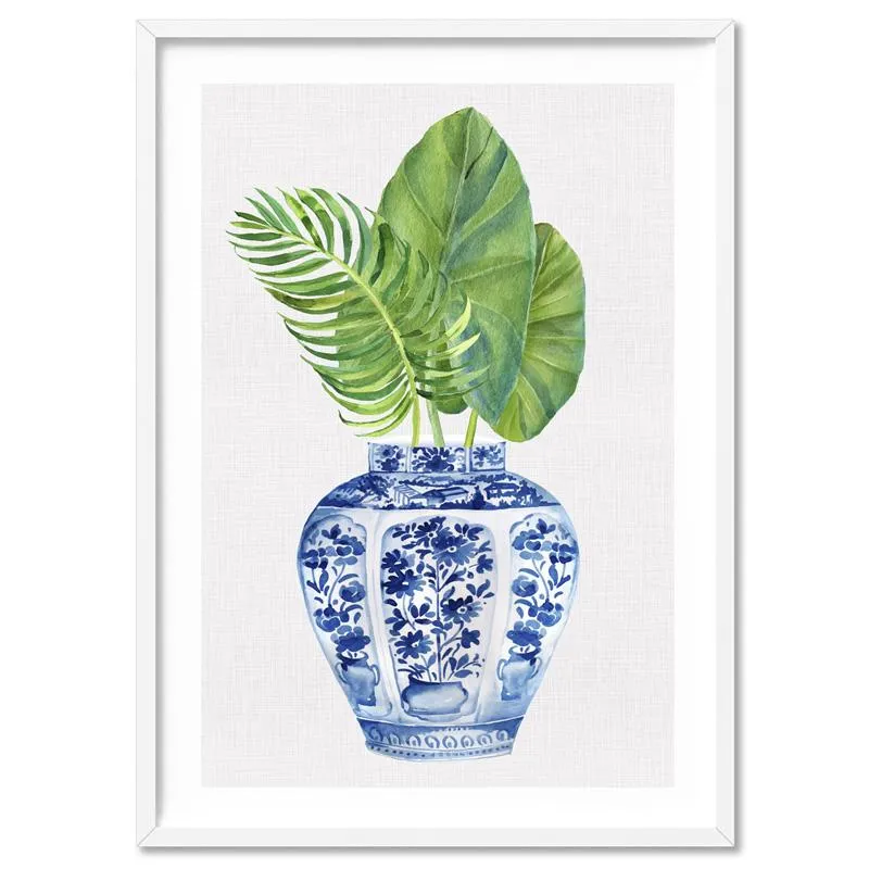 Palm Leaves Ginger Jar I - Art Print