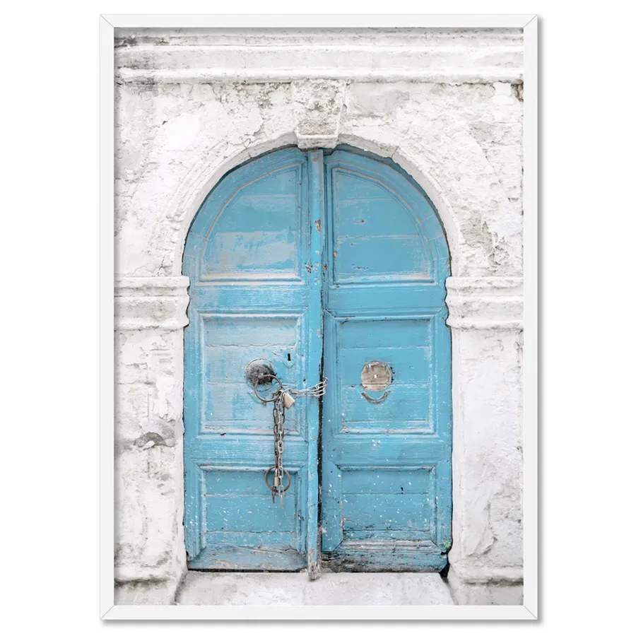 Arch Blue Doorway in Greece - Art Print