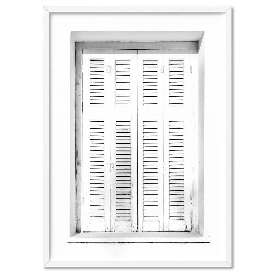 White on White Coastal Window - Art Print