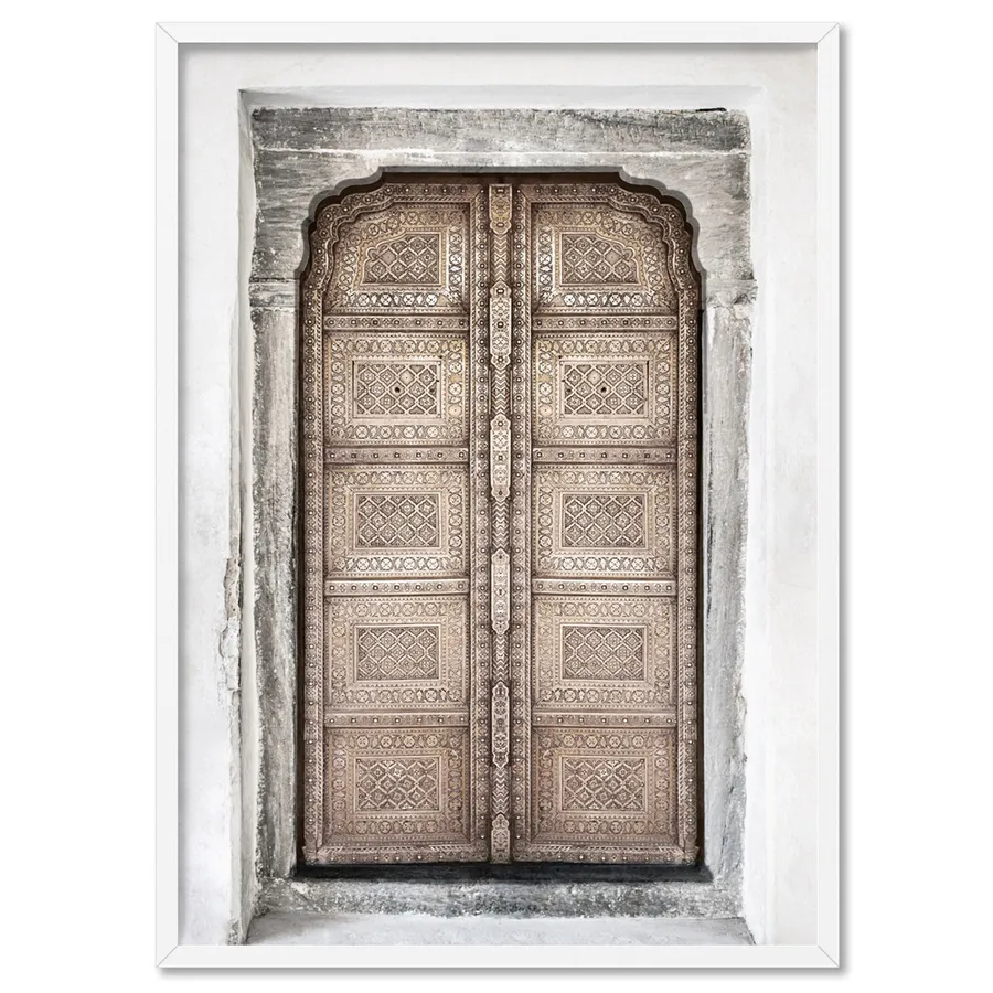 Jaipur Carved Wooden Door in Neutrals - Art Print