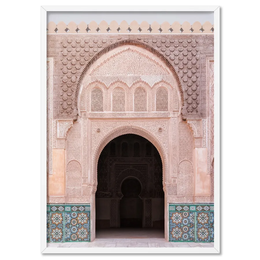 Ornate Moroccan Doorway in Blush & Teals - Art Print