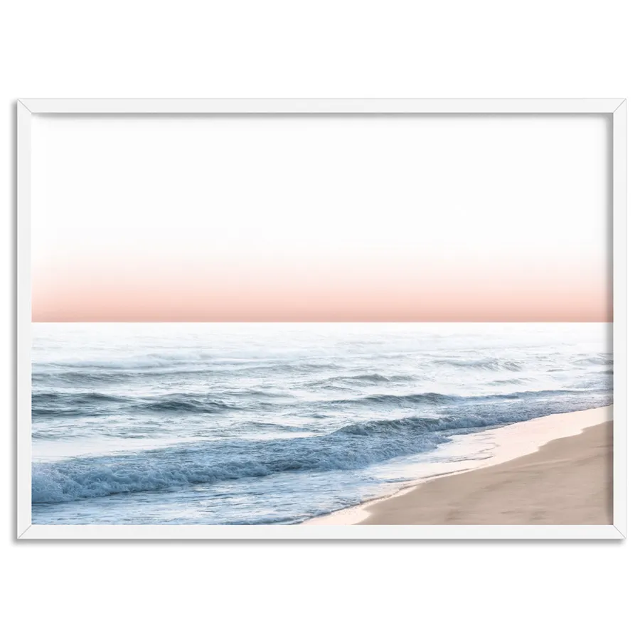 Blush Pastels, Beach Seascape Horizon - Art Print