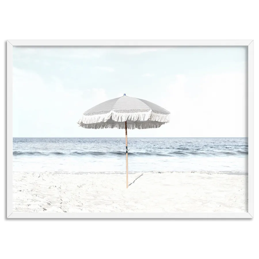 Parasol Beach View - Art Print