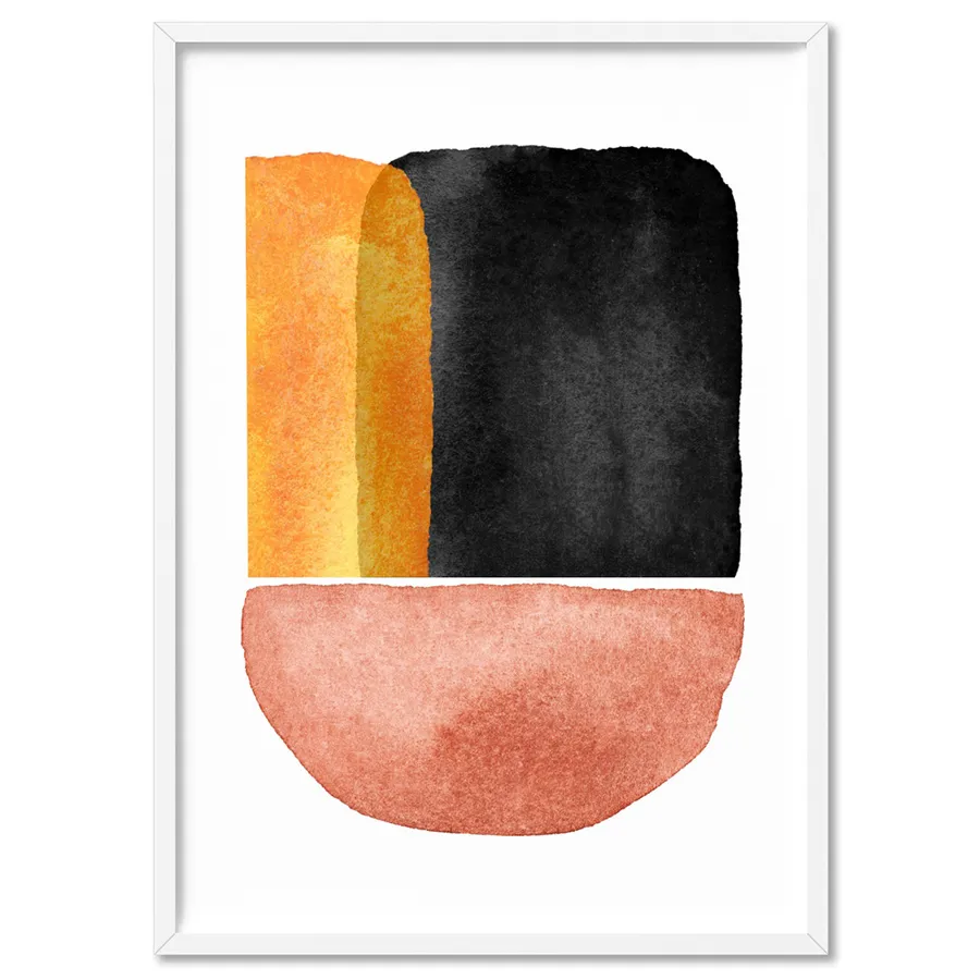 Abstract Mid Century | Terracotta on Black I - Art Print