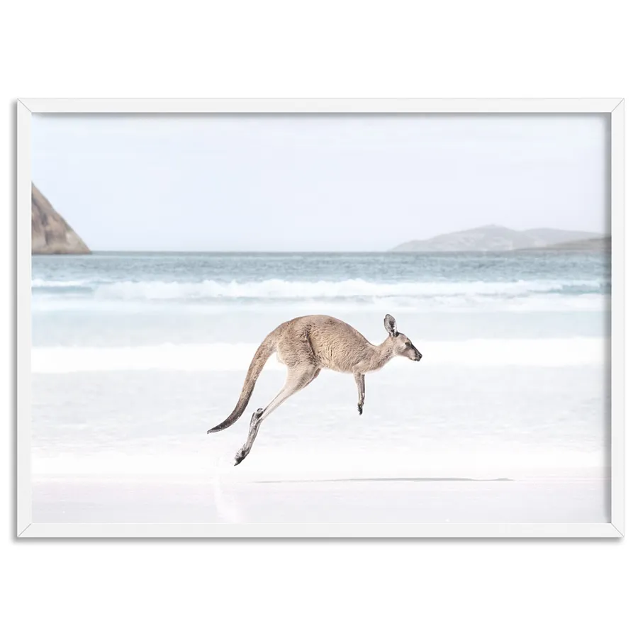 Coastal Beach Kangaroo I - Art Print