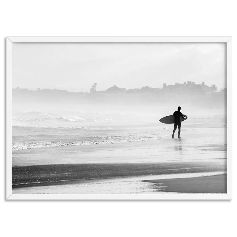 Lone Ocean Surfer B&W I - Art Print