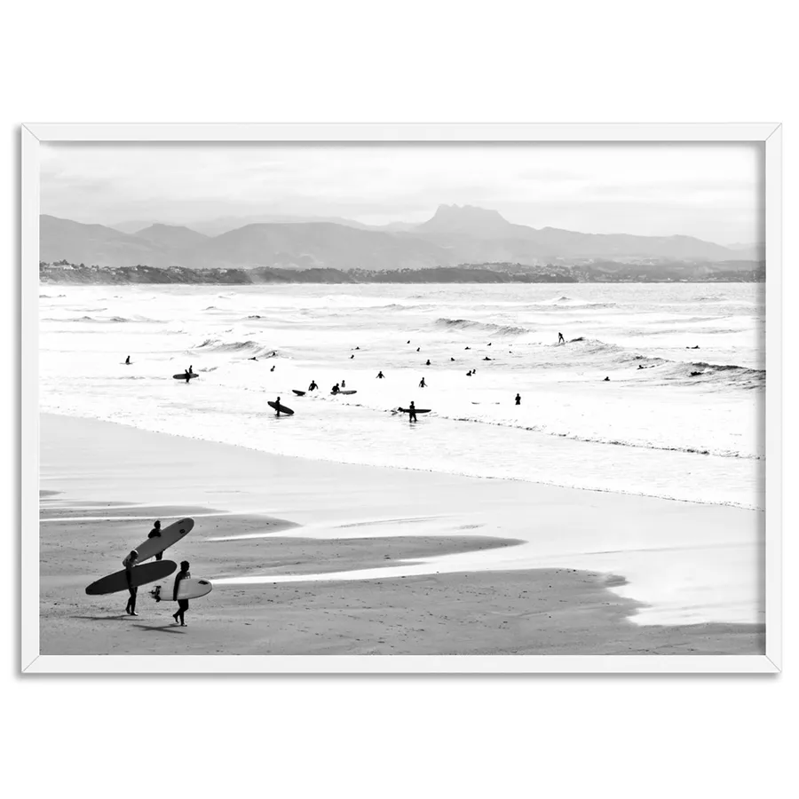 Catching the Surf B&W Landscape - Art Print