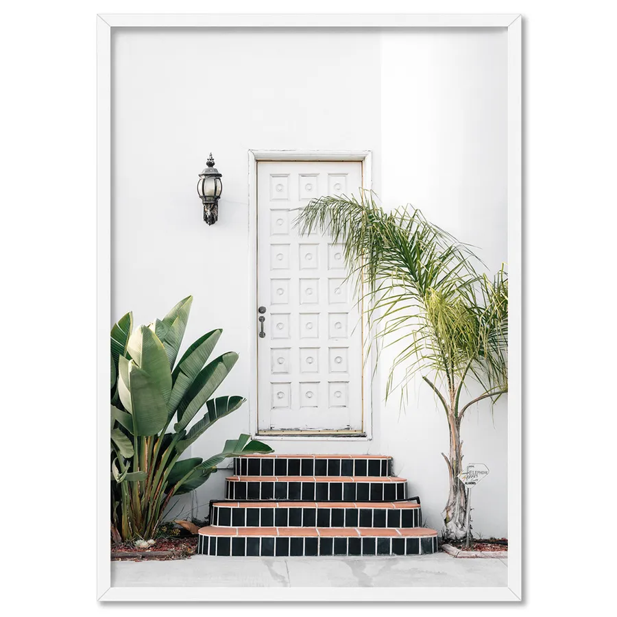 Palm Villa Door Long Beach - Art Print